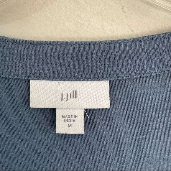 J.Jill Floral Expressions V-Neck Tunic Top Blue White Embroidered Floral Size M - Picture 13 of 14